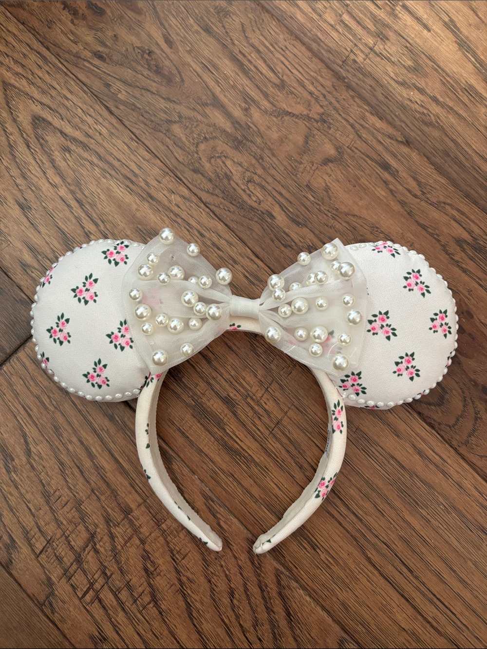 Disney x Baublebar PearlMouse Ears Headband - White with Pink Flowers
